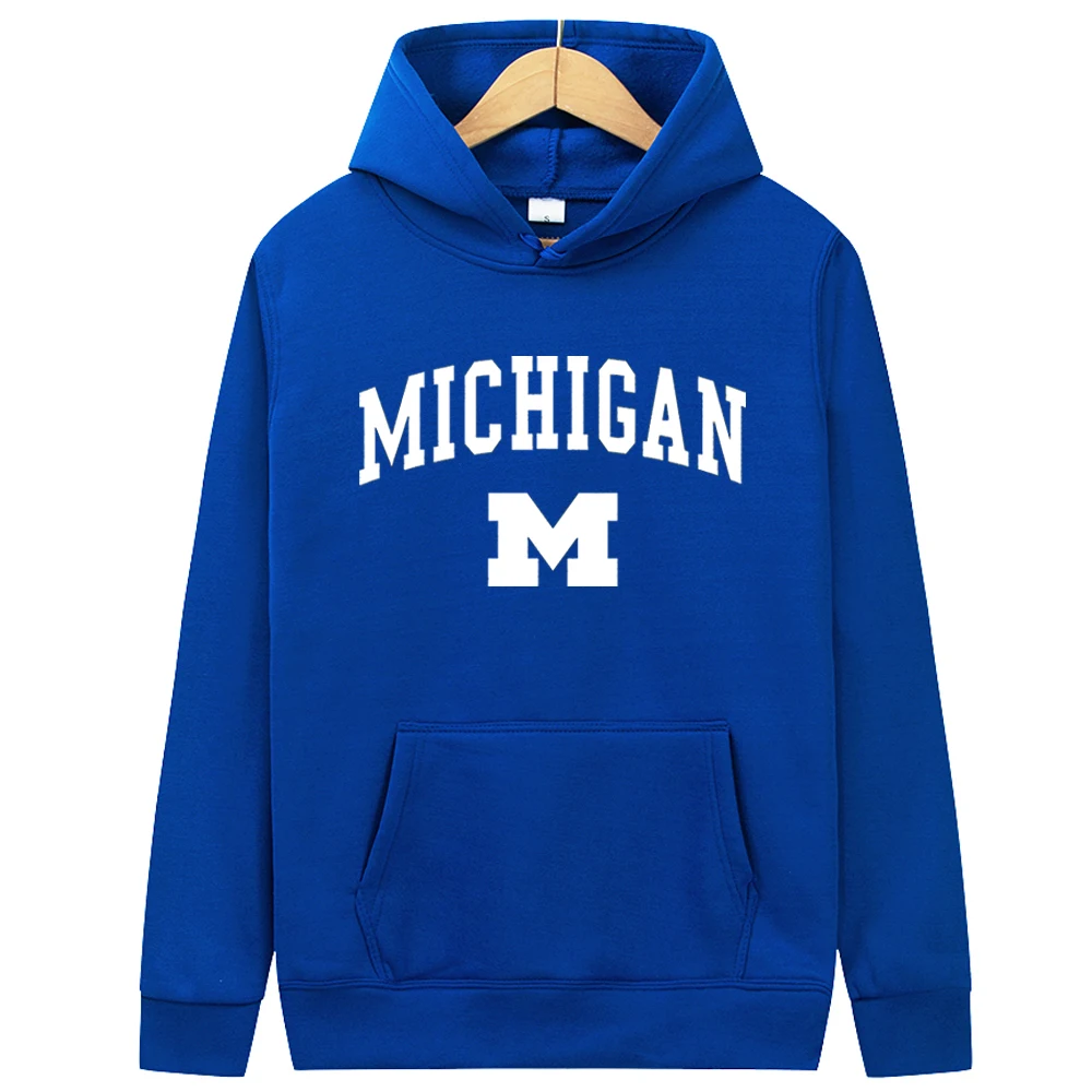 thumbnail image 1 of Sudadera con capucha para hombre y mujer, suéter Unisex con estampado de letras de Míchigan, moda informal para estudiantes y parejas, Otoño e Invierno, 1 of 5