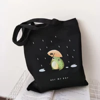 Frog Print Shopper Bag Women's Large Capacity Animal Cartoon Canvas Shoulder Bag New Fashion Shopping Bags 4