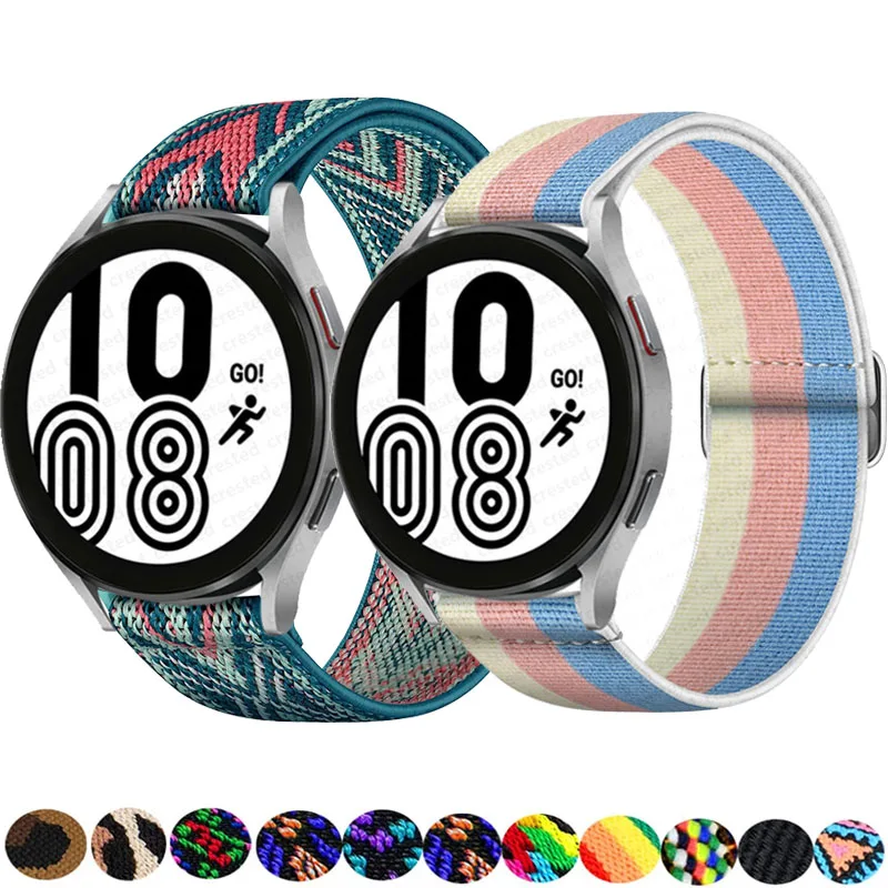 

Ремешок нейлоновый для Samsung Galaxy watch 4/classic/46 мм/Active 2/Gear S3/amazfit, регулируемый эластичный браслет для Huawei GT 2/3 Pro