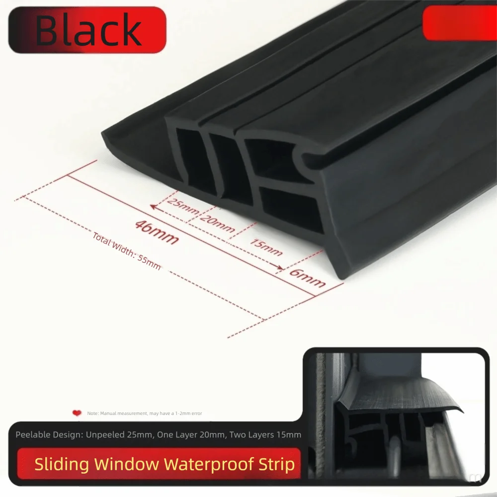 Waterproof Rubber Window Sealing Bar Black 50cm