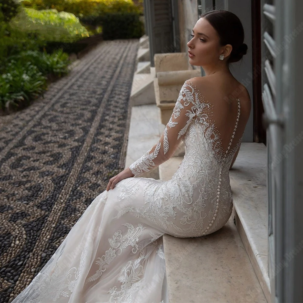 2024 Celebrity Mermaid Women Wedding Dresses Lace Long Sleeves Bridal Gowns Popular Princess Ball Vestidos De Novias Customized 2