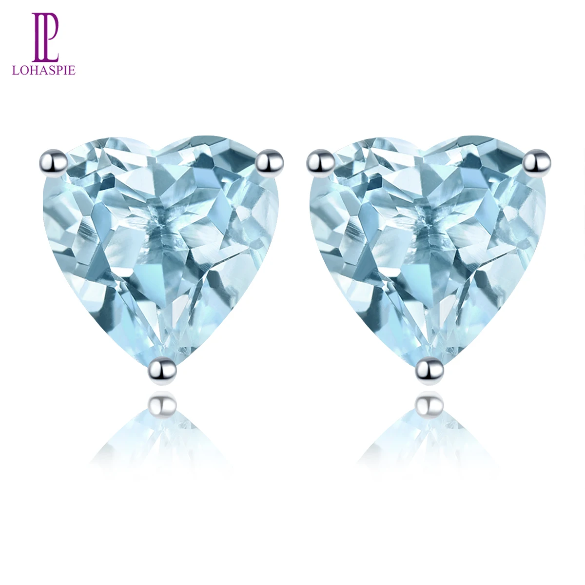 Lohaspie Natural Aquamarine Real 9K White Gold Stud Earring 1.9 Carati Genuine Gemstone Personalizzato Fine Jewelrys Regali Per Le Donne