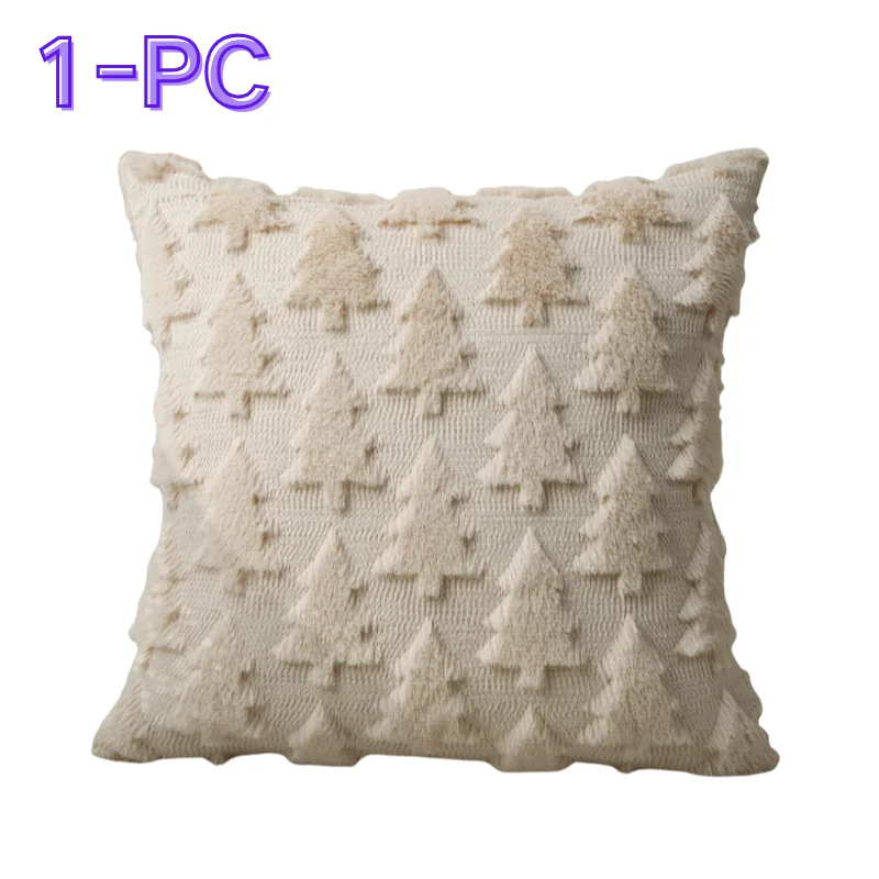 Festive Plush Christmas Decorative Pillow Cover for Sofa and Living Room Decor, Holiday Photo Props