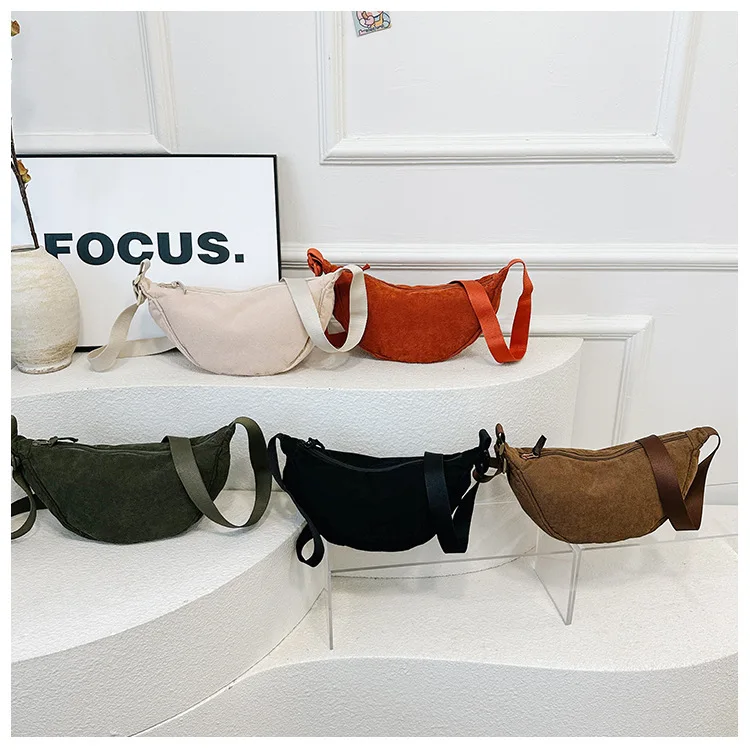 Sac bandoulière femme en velours côtelé – Style rétro, sac épaule décontracté et tendance