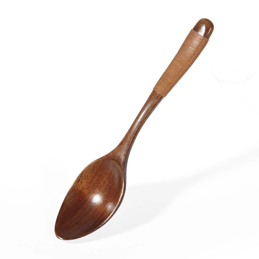 Wooden Spoon Bamboo Kitchen Cooking Utensil Wide Mouth Coffee Soup Teaspoon