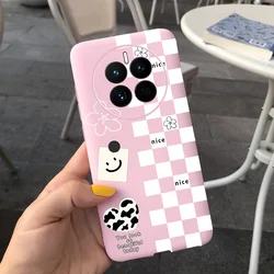 Cute Cartoon Cat Painted Soft TPU Protective Cover for Mate 50 Pro (Silver Pink)
