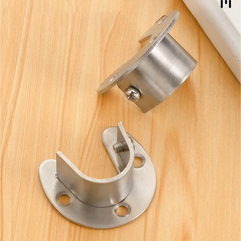 Wardrobe Bracket 2PCS/Lot Heavy Duty Stainless Steel Rod Socket Flange Rod Holder Closet End Support 19/22/25/32mm U Shaped