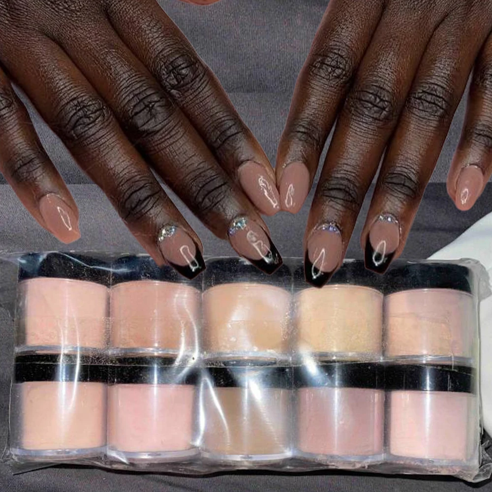 10ml*10Jar Nude Nail Acrylic Powder Set All Seasons Skin Tones Nude Neutral Nail Acrylic for 3D Carving/French Extension&*&