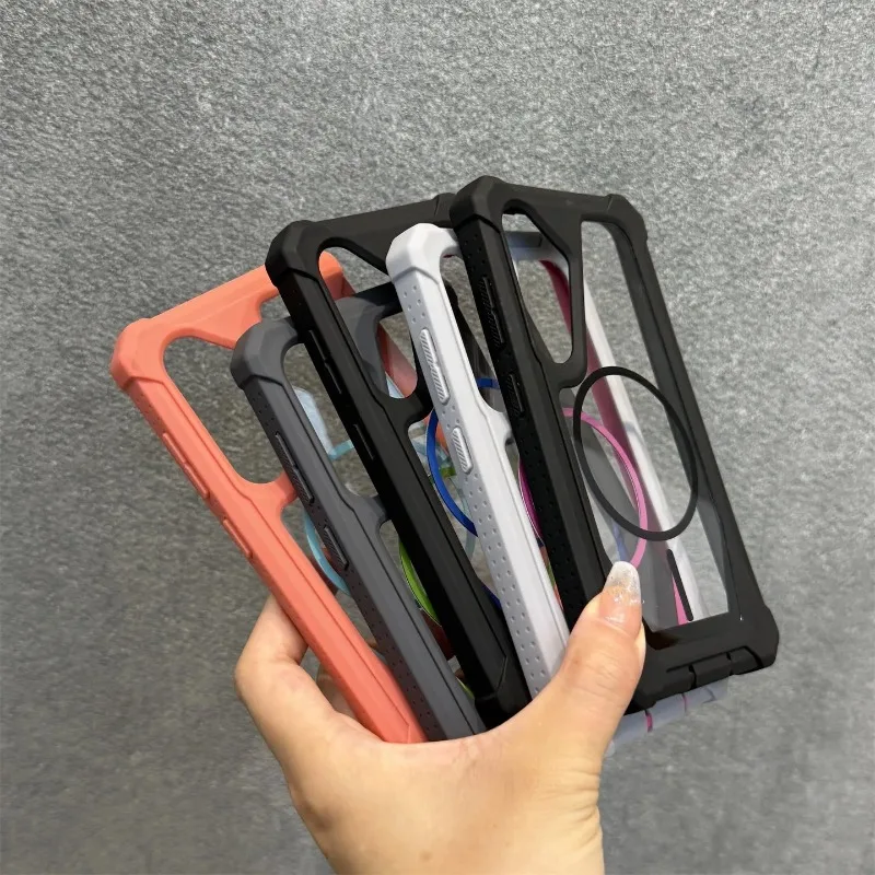 Luxury Four Corner Anti-Knock Armor Transparent Phone Case with MagSafe Compatibility