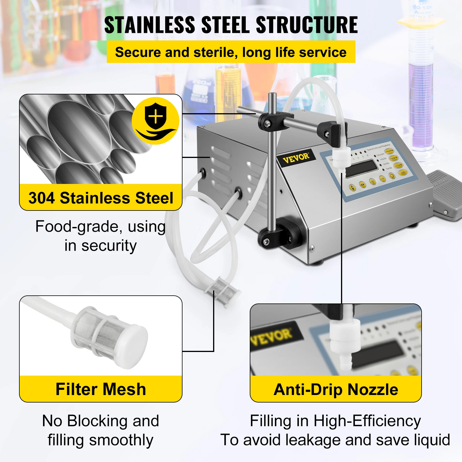 VEVOR GFK-160 Füllmaschine Flüssigkeit 2ML-3500ML 30W Liquid Filling Machine Abfüller Flüssigkeitsabfüllmaschine