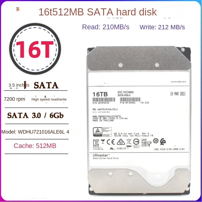 

HC550 16T 16TB SATA3 Mechanical hard drive 10t 12t 14t 3.5