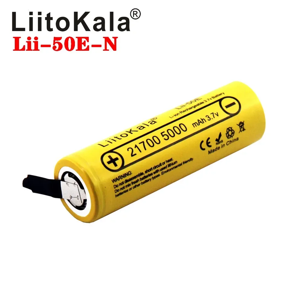 1-20pcs LiitoKala Lii-50E-N 21700 5000mAh 3.7V 40A High Capacity Protected Nickel Rechargeable Li-ion Battery+DIY Nicke