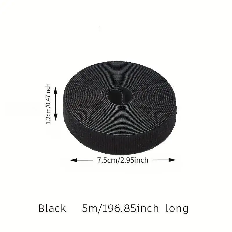 Self-Adhesive Hook and Loop Cable Tie - 5-Meter Wire Organizer Strap