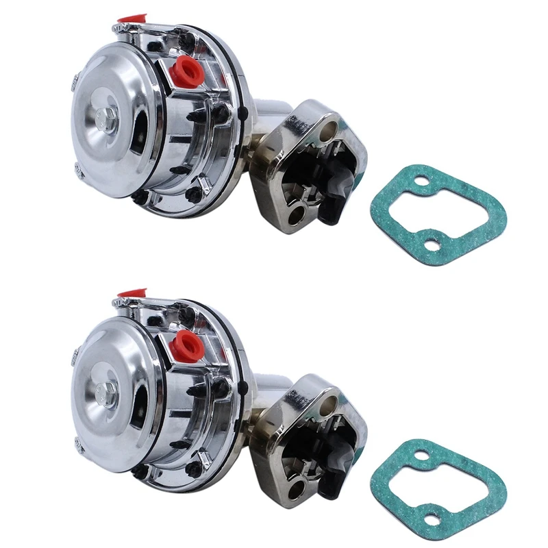 

2X For Chevy Small Block V8 Mechanical Fuel Pump - Two Valve 80 GPH 8 PSI - SBC (262-400), Chrome Car Accessories