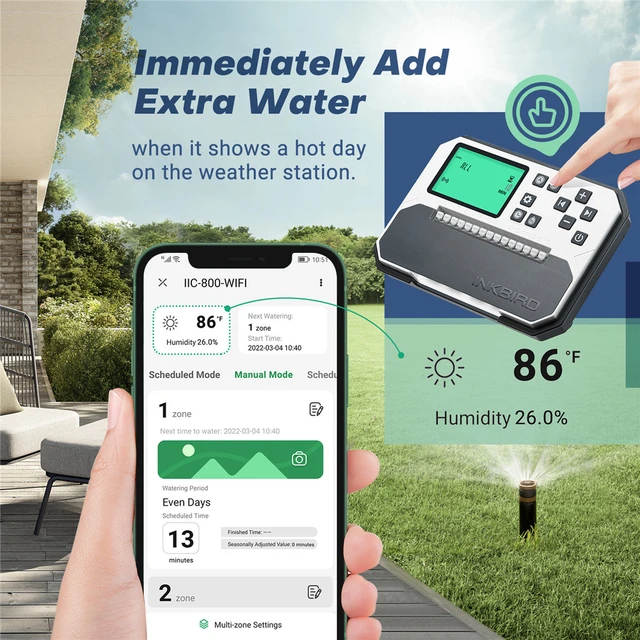 Inkbird 8-Zóna Vezérlő Wi-Fi Smart Sprinkler Beltéri/Kültéri Öntözési Időzítő Ingyenes Alkalmazás-Monitor Támogatja Az Esőkarátást - Image 3
