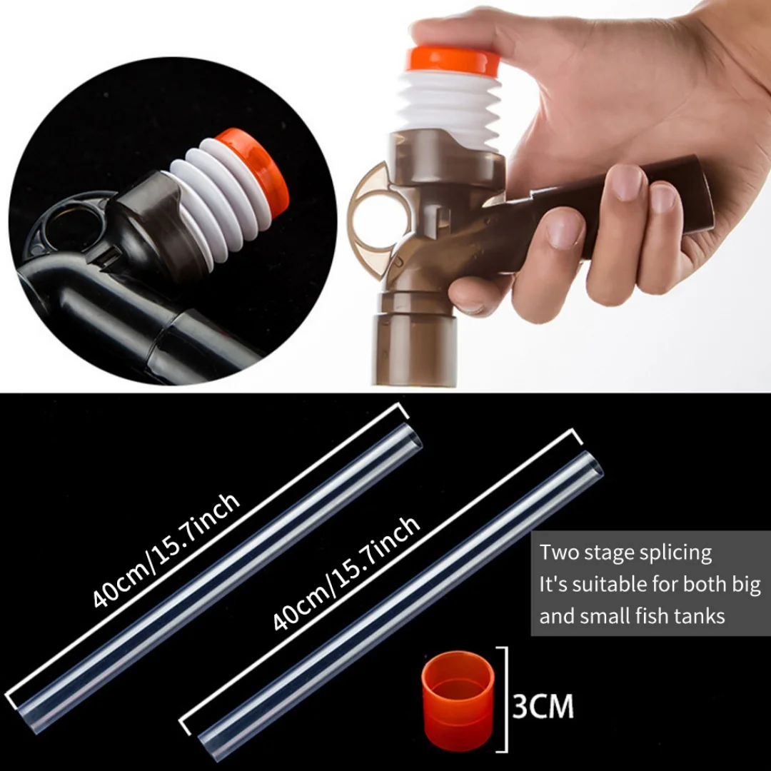5-in-1 Aquarium-Kiesreiniger und Wasserwechsler mit Luftdruckknopf, einstellbarem Wasserdurchflussregler und Klemme zur Reinigung von Kies und Sand – Detail 4