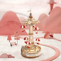 Robotime ROKR Parachute Tower DIY Music Box Moveable Magic Amusement Park For Kids Birthday Xmas Gifts 3D Wooden Puzzle 2