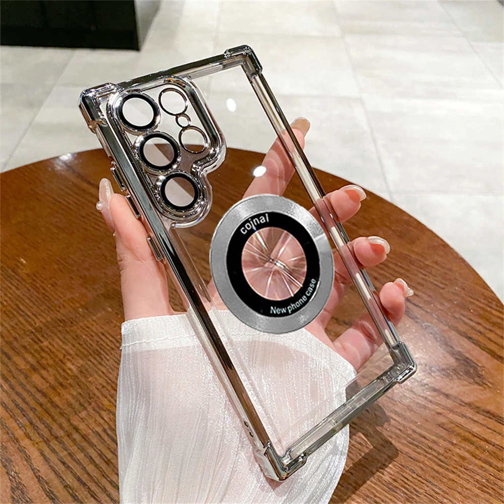 Transparent Magnetic Wireless Charging Phone Case with Plating Finish