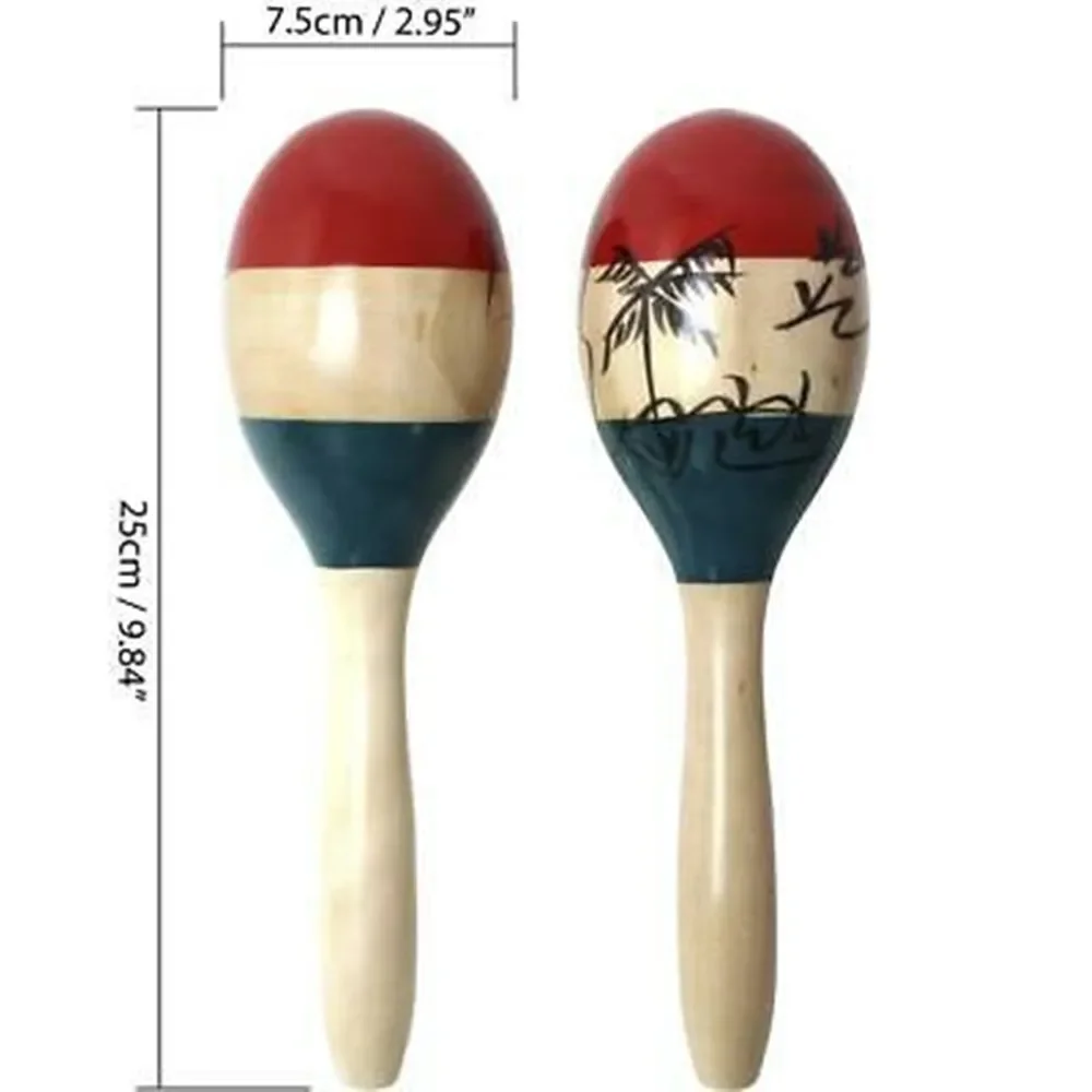 Durable Maracas Percussion Wooden 2pcs Adult Colourful Dinner Ethnic Hand Musical musical rattles