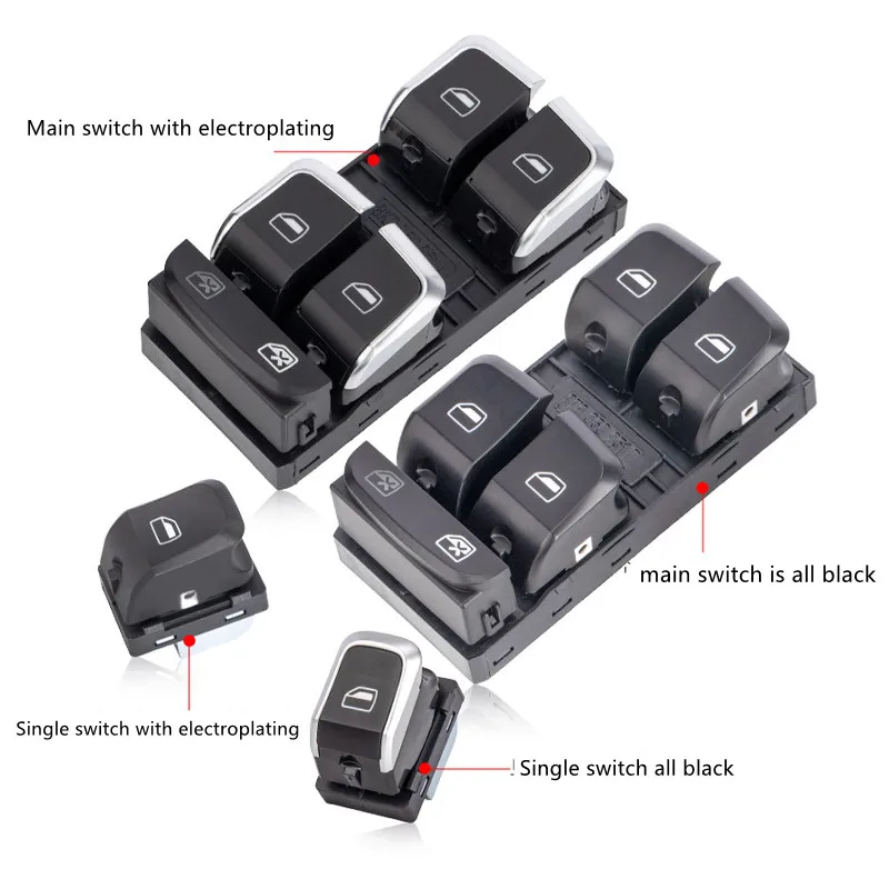 

Chrome MASTER WINDOW CONTROL SWITCH PANEL Button FOR AUDI Q5 S4 S5 A4 A5 B8 2007-2017 OE: 8K0 959 855A 8K0959851D 8K0 959 851F