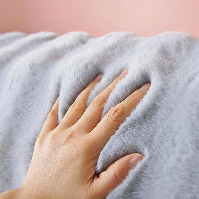 Thicken Plush Bed Headboard Cover Solid Color Soft Faux Fur Elastic Bed Head Cover Anti-Dust Back Protector