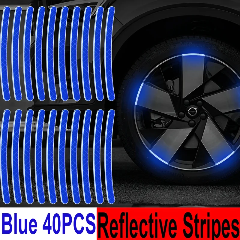 

40Pcs Car Wheels Reflective Tyre Stickers Luminous Stickers Reflective Roadway Safety for Auto Motorcycle Bicycle Car Stickers