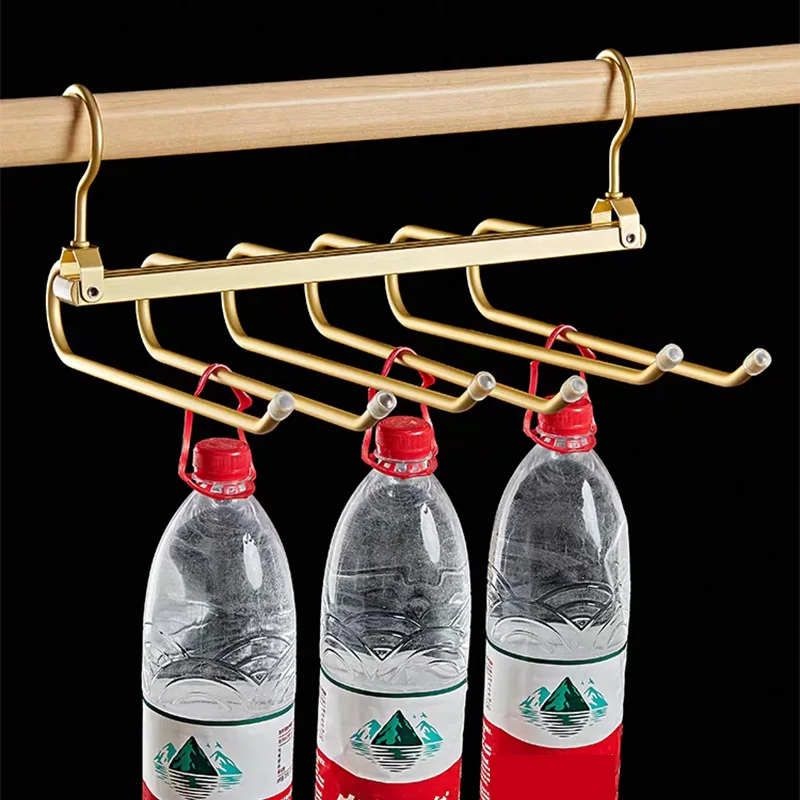 Clothes hangers plastic hanger 6 in 1 Magic Pants Hanger Multi-function Storage Holder for Home Travel Multi Layer Aluminium Pants Rack with 360 Rotatable Hook