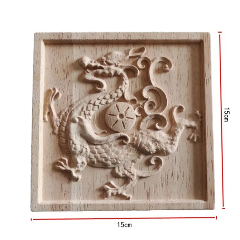 Flower Wooden Carving Natural Wood Appliques for Furniture Cabinet Unpainted Wooden Mouldings Decal Decorative Figurines