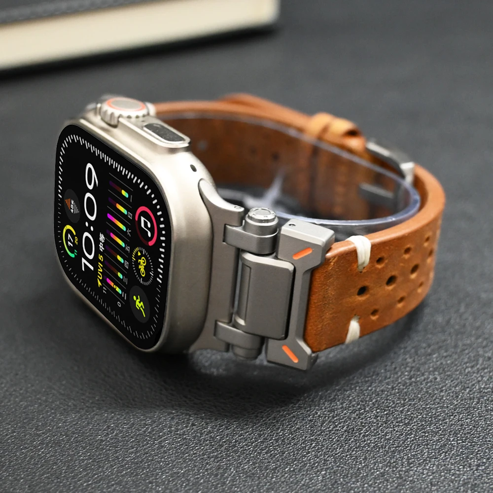 애플 워치용 럭셔리 가죽 밴드, 울트라 팔찌, 49mm, 시리즈 9, 8, 7, 45mm, 한국 스트랩, 아이워치 6, 5, 4, Se 3, 44mm, 42mm 