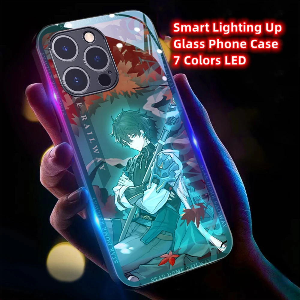 

Hot Sale Star Rail LED Light Phone Case Glitter Shockproof Back Cover For iPhone 15 14 13 12 11 Pro Max XR XS Plus 6 7 8 SE2020