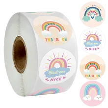 

500Pcs Cute Cartoon Rainbow Thank You Stickers for Gift Package Card Envelope Wrapping Party Baking Small Business 1Inch