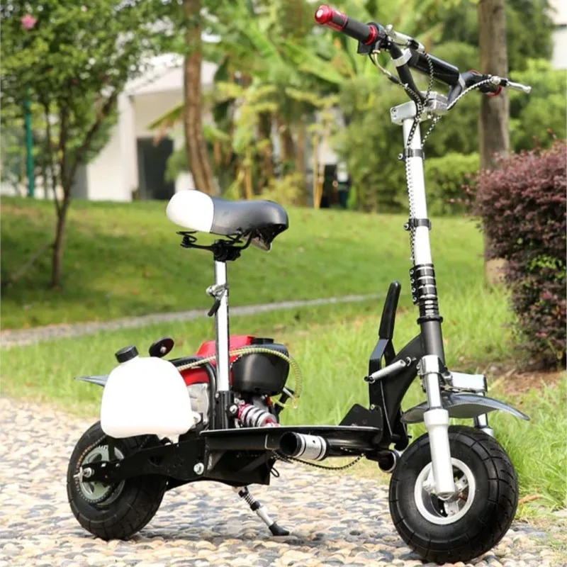 49 cc Two Wheels 4 Stroke Gasoline Scooters Folding Pedals Miniature Walking Gas Scooter