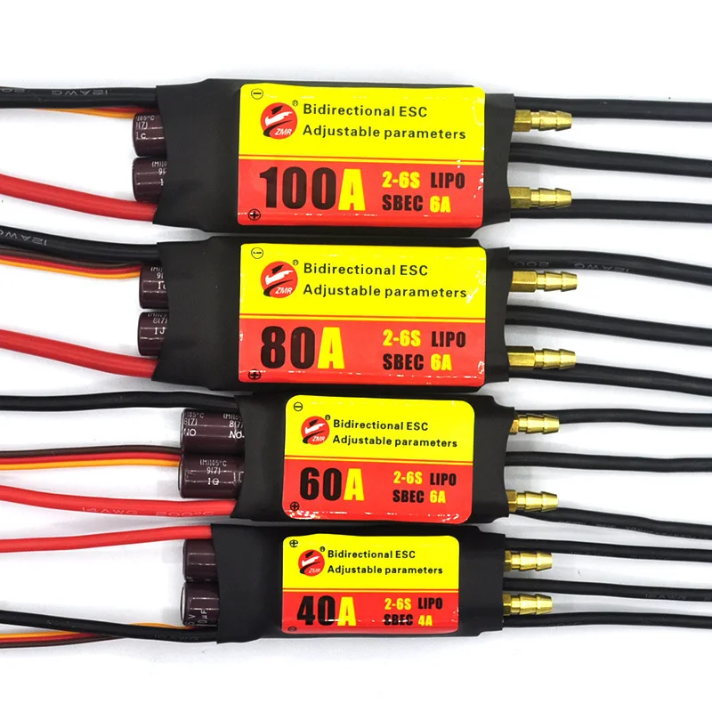 

ZMR 40A 60A 80A 100A с водяным охлаждением, двунаправленный Регулируемый ESC для радиоуправляемого автомобиля, дистанционное управление, корабль, подводный пропеллер