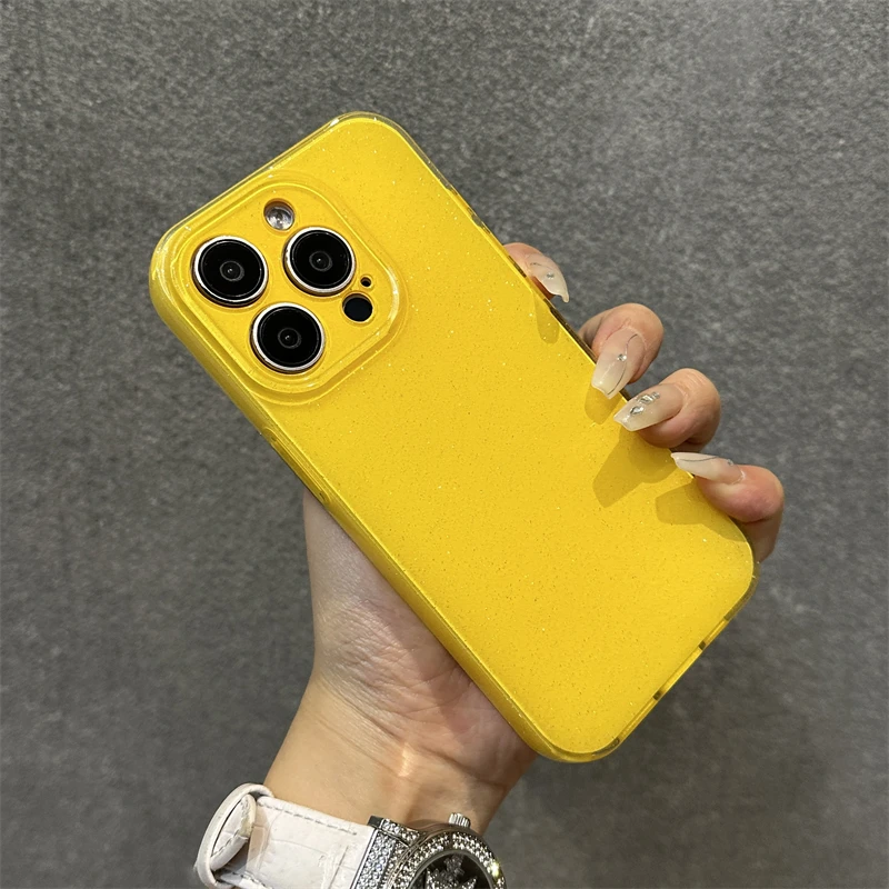 Luminous Yellow Glitter Silicone Phone Case