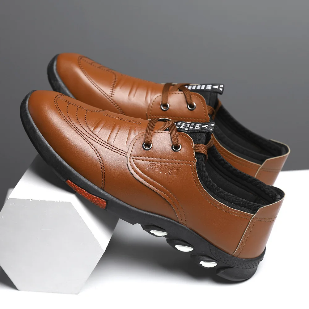 Brown Leather Shoes Men Spring Autumn New Men's Business Casual Soft-Soled Non-Slip Breathable All-Match Footwear Loafers Shoes