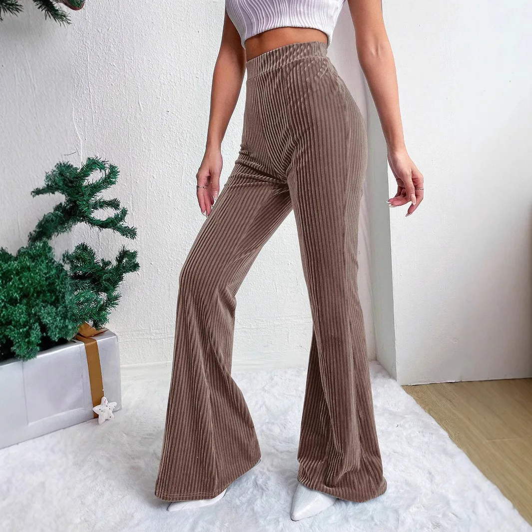 Corduroy Wide Leg Flared Pants for Women Spring Autumn