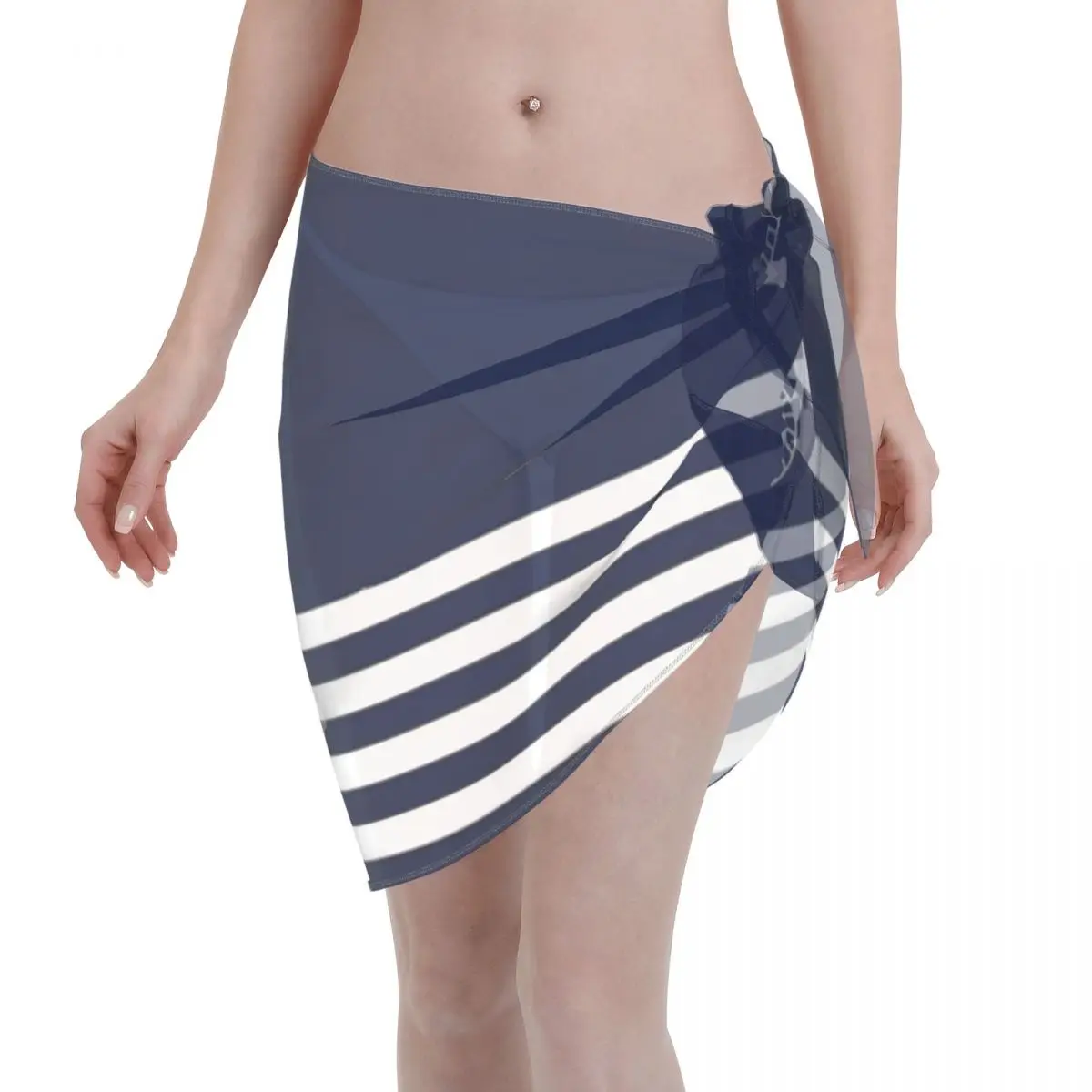 

Nautical Navy Women Beach Cover Up Wrap Swimwear Pareo Scarf Sarong Beach Wear See Through Bikini Cover-Ups Skirt Swimsuit