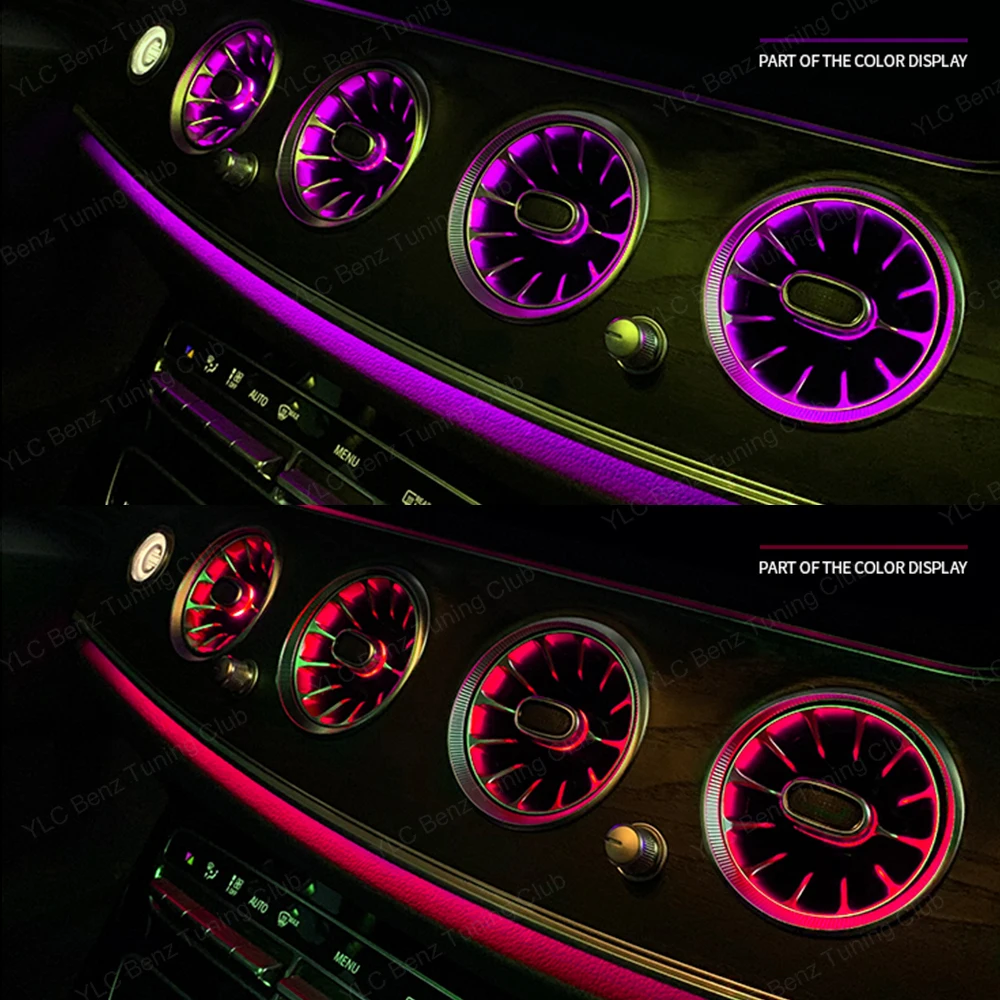 64 Colors Air Vent Ambient Light For Mercedes-Benz W205 W213 W238 W177 W206 W222 W464 Turbo Air Condition Venter led atmosphere lamp led car decoration lamp car ambient lights led atmosphere lighting led interior lights car interior lamp