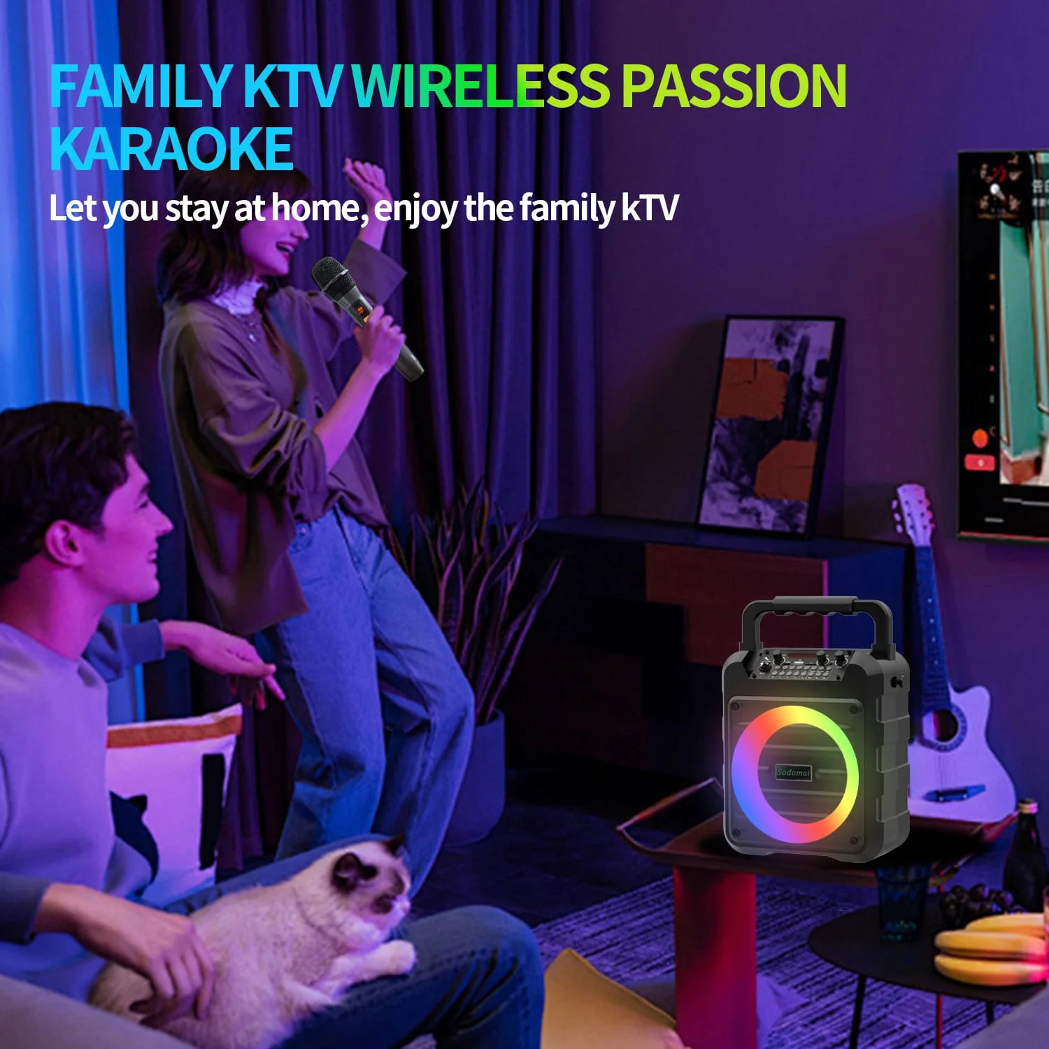 Karaoke Machine with 2 Wireless Karaoke Microphones 4