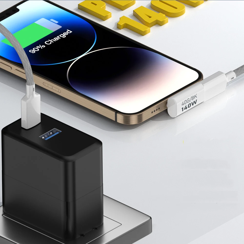 새로운 PD140W USB C 암-수 어댑터 PD 3.1 Thunderbolt 40 Gbps 데이터 전송 MacBook Pro/Air용 8K@60Hz 확장 커넥터
