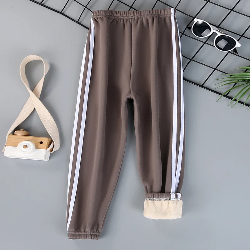Children's Solid Color Sports Plus Velvet Pants Autumn and winter Boys and Girls Comfortable Leisure Warm Sports Fashion Pants girls pants boys pants kids pants