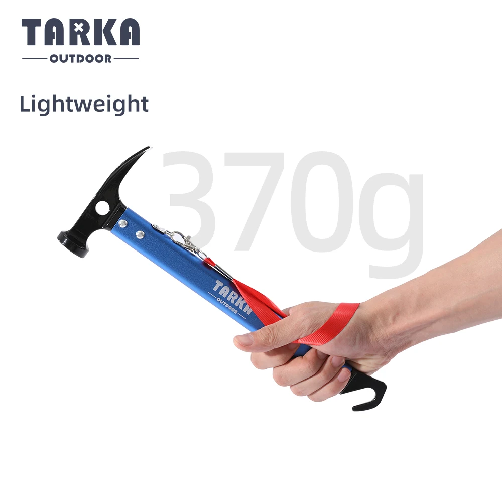 TARKA Camping Hammer with 10pcs Ground Nail Set Lightweight Tourist mallet Tent Peg Stakes Nails Outdoor Tent Gadget Accessories