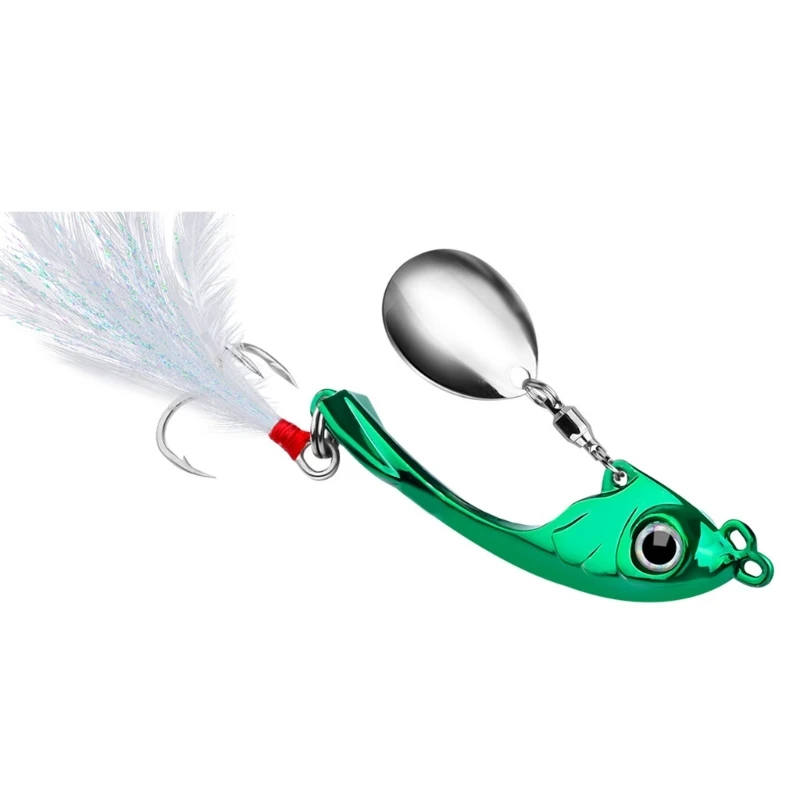 Fishing Lures Hard Metal Spinner Bait Spoon Lures Bass Swimbait  Feather-Tail-Spinner Fishing Lures for Bass Trout Salmon