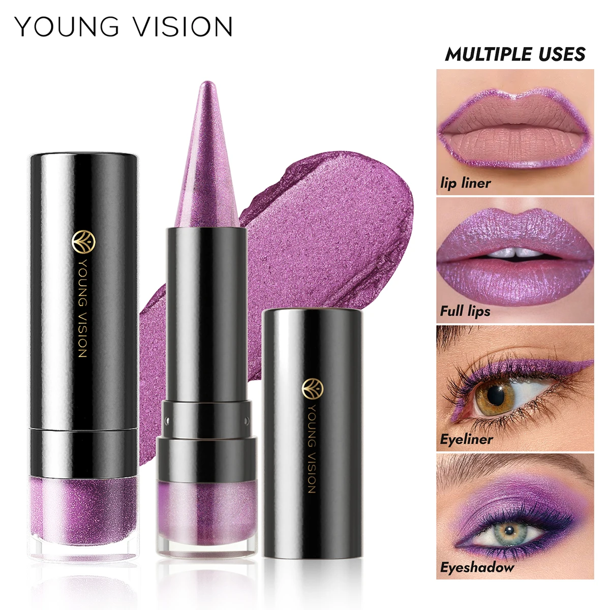 Six-Shade Matte Pearl Shimmer Dual-Effect Lipstick Waterproof Non-Transfer Lipstick Cosmetics YOUNG VISION