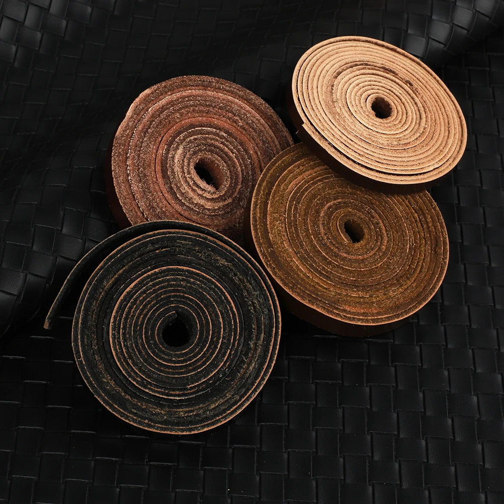 1 Roll 2 Meters DIY Genuine Leather Strips for Bag Accessories Belt Handle Crafts Making Cow Leather Strap Braided Threads