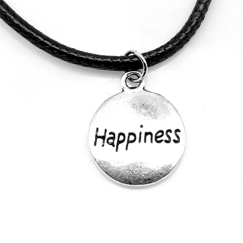 

1 Piece Happiness Round Word Sign Neck Pendant Best Friends Jewelry 15x18mm