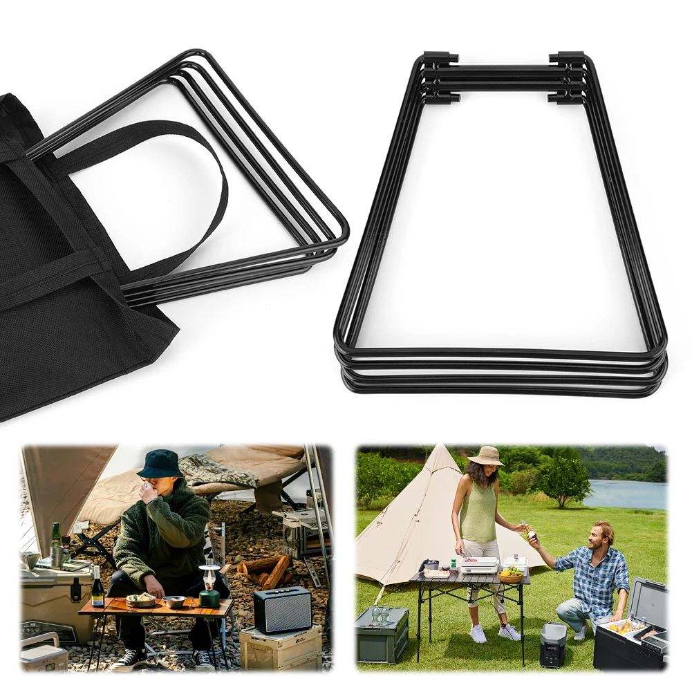 Aluminum Alloy Box Stand Portable Iron Storage Box Bracket Carbon Steel Outdoor Storage Boxes Shelves for Travel Cooking