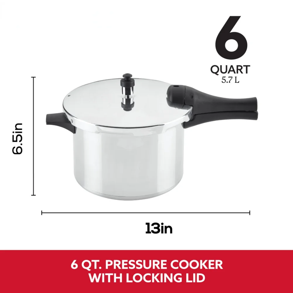 6Quart Aluminum Stovetop Pressure Cooker 15 PSI Electric Pressure