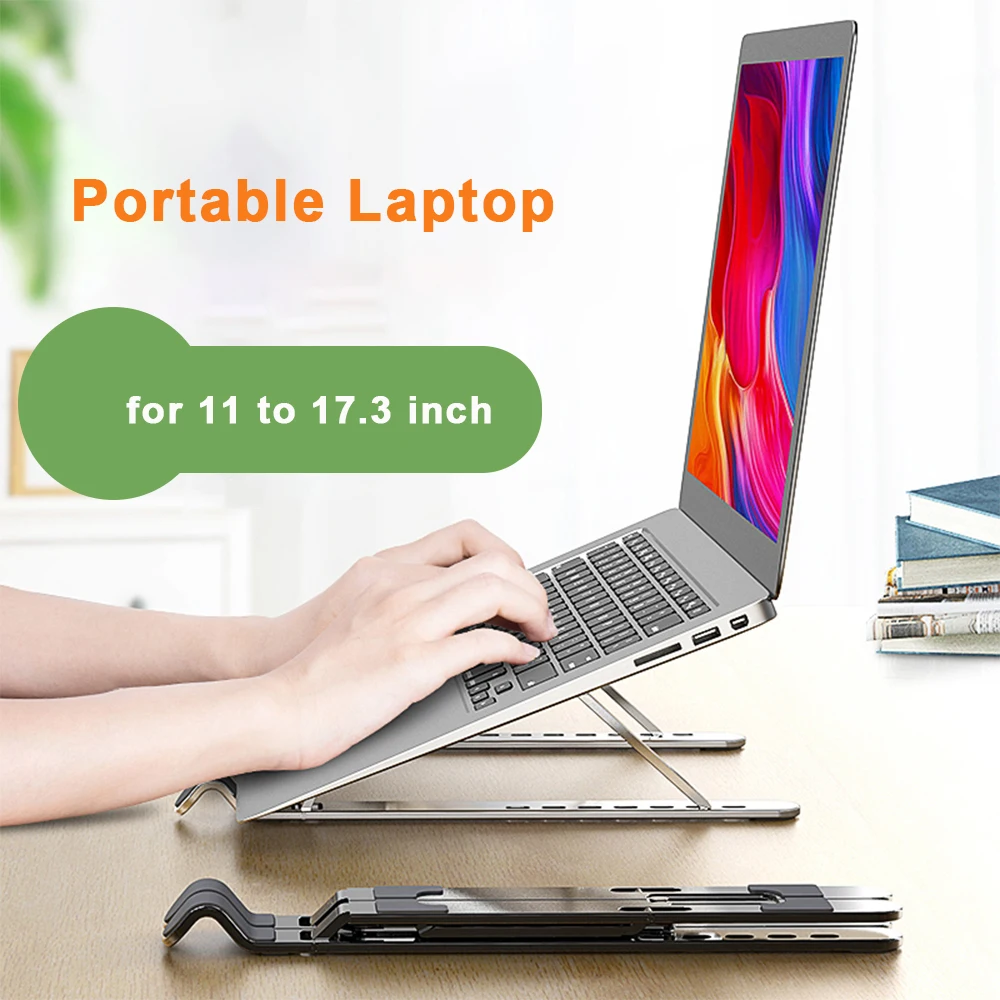 

9 Levels Angle Regulate Laptop Stand Portable 11 to 17.3 inch Aluminum Alloy Notebook Cooling Riser Computer Holder Support Base