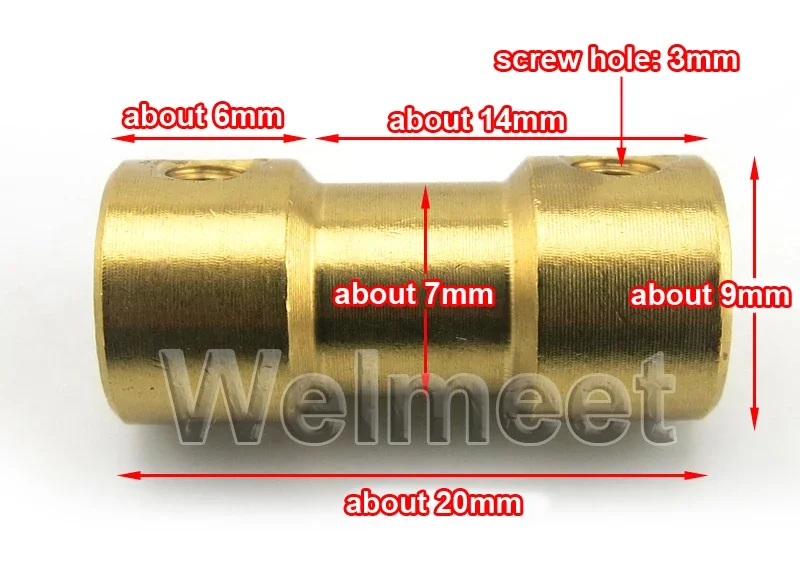 Description Picture 2 of item1pcs 2mm/2.3mm/3mm/3.17mm/4mm/5mm/6mm Brass Connecting Shaft Motor Drive Connector Bronze Rigid Coupling Coupler Sleeve